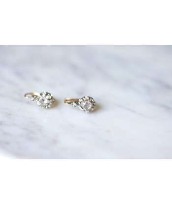 Boucles d'oreilles dormeuses anciennes en or, platine, et diamants 50-70% off 