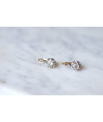 Boucles d'oreilles dormeuses anciennes en or, platine, et diamants 50-70% off 