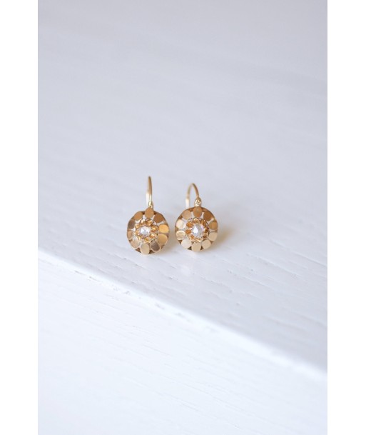 Boucles d'oreilles dormeuses anciennes en or rose et diamants vente chaude votre 