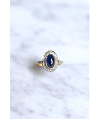 Bague Belle Epoque saphir cabochon 3.50 Cts entourage diamants sur or online