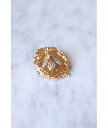 Broche ancienne Victorienne en or et mouche diamant solde