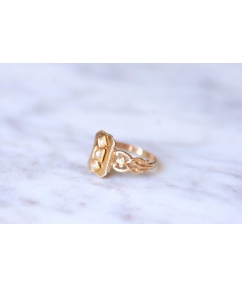 Bague marquise ancienne en or rose 18Kt et perles de pas cher