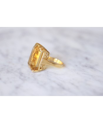 Bague de cocktail vintage citrine 42 Cts sur or jaune 18Kt le concept de la Pate a emporter 