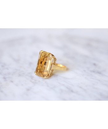 Bague de cocktail vintage citrine 42 Cts sur or jaune 18Kt le concept de la Pate a emporter 