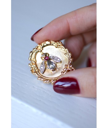 Broche ancienne Victorienne en or et mouche diamant solde