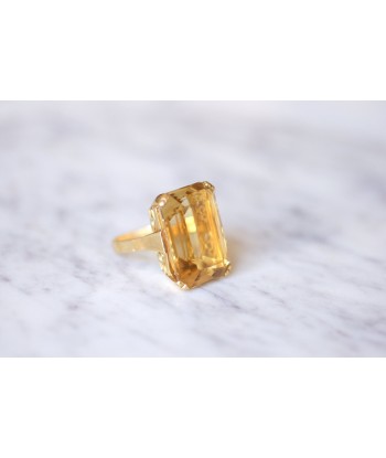 Bague de cocktail vintage citrine 42 Cts sur or jaune 18Kt le concept de la Pate a emporter 