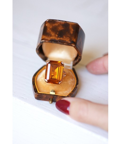 Bague de cocktail vintage citrine madère 17 Cts sur or jaune 18Kt offre 