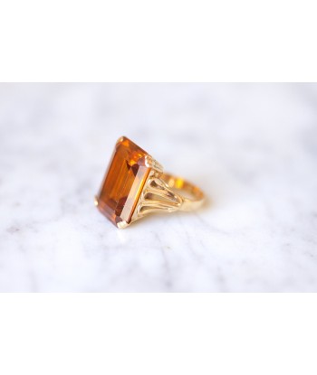 Bague de cocktail vintage citrine madère 17 Cts sur or jaune 18Kt offre 