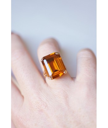 Bague de cocktail vintage citrine madère 17 Cts sur or jaune 18Kt offre 