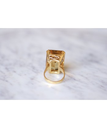 Bague de cocktail vintage citrine 42 Cts sur or jaune 18Kt le concept de la Pate a emporter 