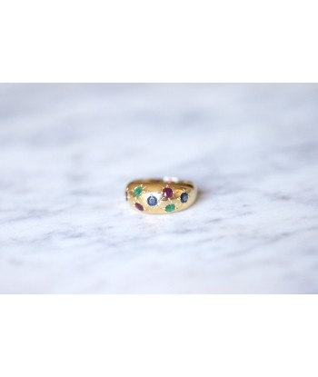 Bague jonc constellation en or jaune 18Kt, saphirs, émeraudes, et rubis vente chaude votre 