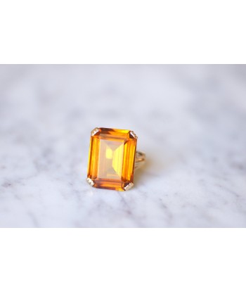 Bague de cocktail vintage citrine madère 17 Cts sur or jaune 18Kt offre 