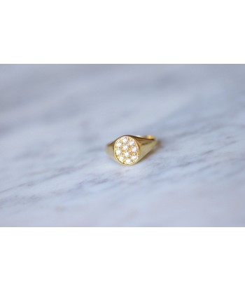 Bague chevalière en or jaune et diamants en ligne