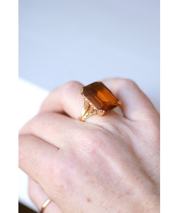 Bague de cocktail vintage citrine madère 17 Cts sur or jaune 18Kt offre 