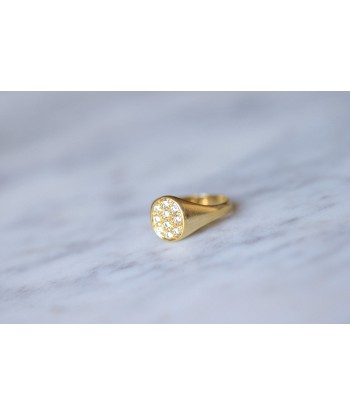 Bague chevalière en or jaune et diamants en ligne