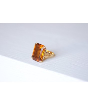 Bague de cocktail vintage citrine madère 17 Cts sur or jaune 18Kt offre 