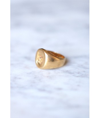 Bague chevalière vintage visage drapeau corse en or jaune 18Kt le des métaux précieux