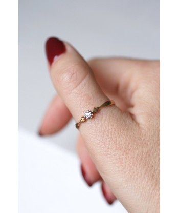 Bague solitaire en or rose, platine, et diamant plus qu'un jeu 