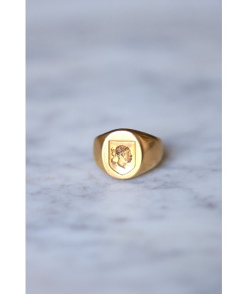 Bague chevalière vintage visage drapeau corse en or jaune 18Kt le des métaux précieux