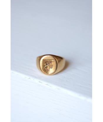 Bague chevalière vintage visage drapeau corse en or jaune 18Kt le des métaux précieux