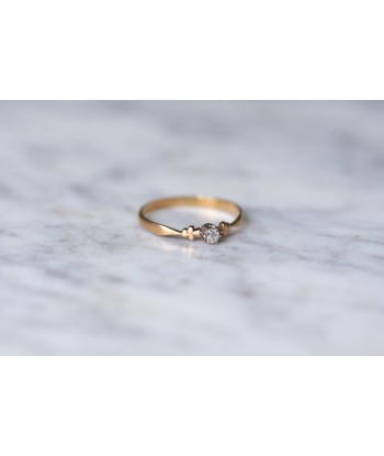 Bague solitaire en or rose, platine, et diamant plus qu'un jeu 