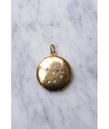 Pendentif médaillon rond ancien ouvrant en or jaune et diamants destockage