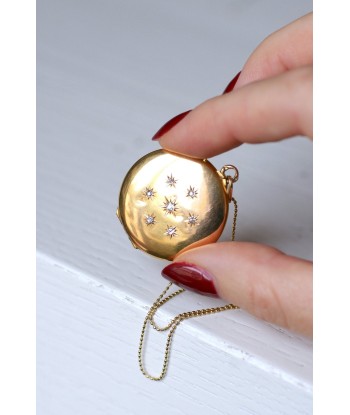 Pendentif médaillon rond ancien ouvrant en or jaune et diamants destockage