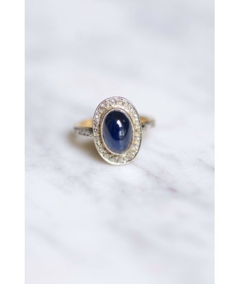 Bague Belle Epoque saphir cabochon 3.50 Cts entourage diamants sur or online