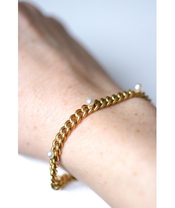 Bracelet gourmette ancien en or jaune et perles fines 50-70% off 