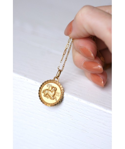 Pendentif médaille or jaune vintage astrologique Bélier acheter en ligne