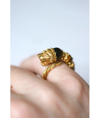 Bague tête de lion Ilias Lalaounis or jaune et quartz oeil de tigre Les magasins à Paris et en Île-de-France