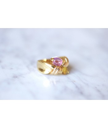 Bague vintage Toi et Moi, tourmaline rose et citrine, sur or jaune la colonne vertébrale