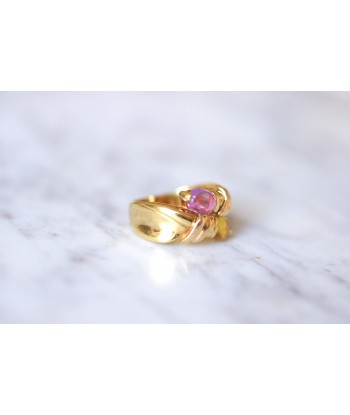 Bague vintage Toi et Moi, tourmaline rose et citrine, sur or jaune la colonne vertébrale