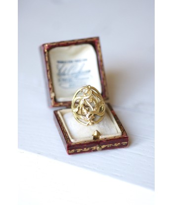 Grande bague fleur Style Art Nouveau or jaune basket pas cher