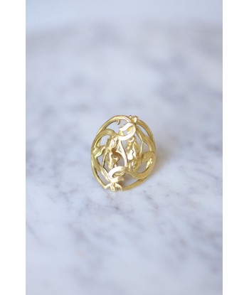 Grande bague fleur Style Art Nouveau or jaune basket pas cher