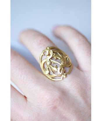 Grande bague fleur Style Art Nouveau or jaune basket pas cher