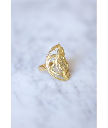 Grande bague fleur Style Art Nouveau or jaune basket pas cher