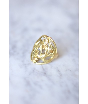 Grande bague fleur Style Art Nouveau or jaune basket pas cher