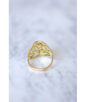 Grande bague fleur Style Art Nouveau or jaune basket pas cher