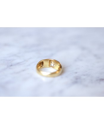 Bague jonc vintage en or jaune, diamants, et nacre noire Jusqu'à 80% De Réduction