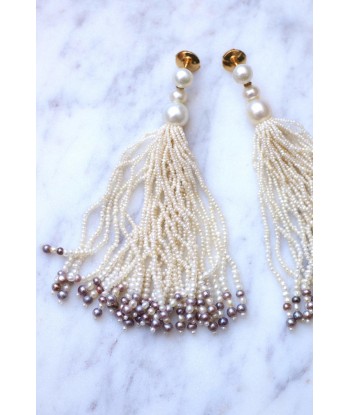 Boucles d'oreilles pompons perles fines et de culture sur or france