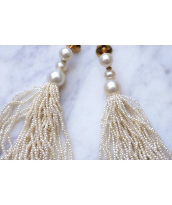 Boucles d'oreilles pompons perles fines et de culture sur or france