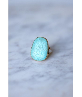 Bague ancienne turquoise intaille gravée sur or de pas cher