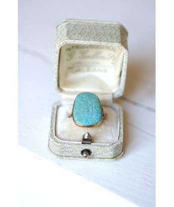 Bague ancienne turquoise intaille gravée sur or de pas cher