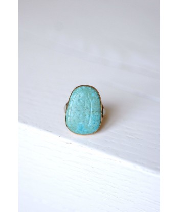 Bague ancienne turquoise intaille gravée sur or de pas cher