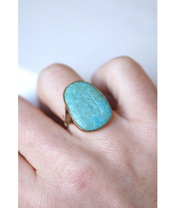 Bague ancienne turquoise intaille gravée sur or de pas cher