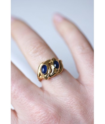 Bague Serpents enroulés Victorienne or jaune et saphirs cabochon 50-70% off 