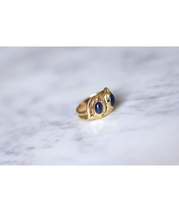 Bague Serpents enroulés Victorienne or jaune et saphirs cabochon 50-70% off 