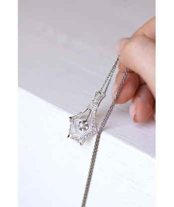 Grand pendentif Art Déco or blanc et diamants Les êtres humains sont 