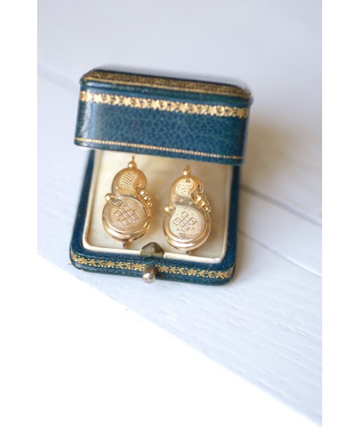 Grande boucles d'oreilles anciennes dormeuses en or basket pas cher